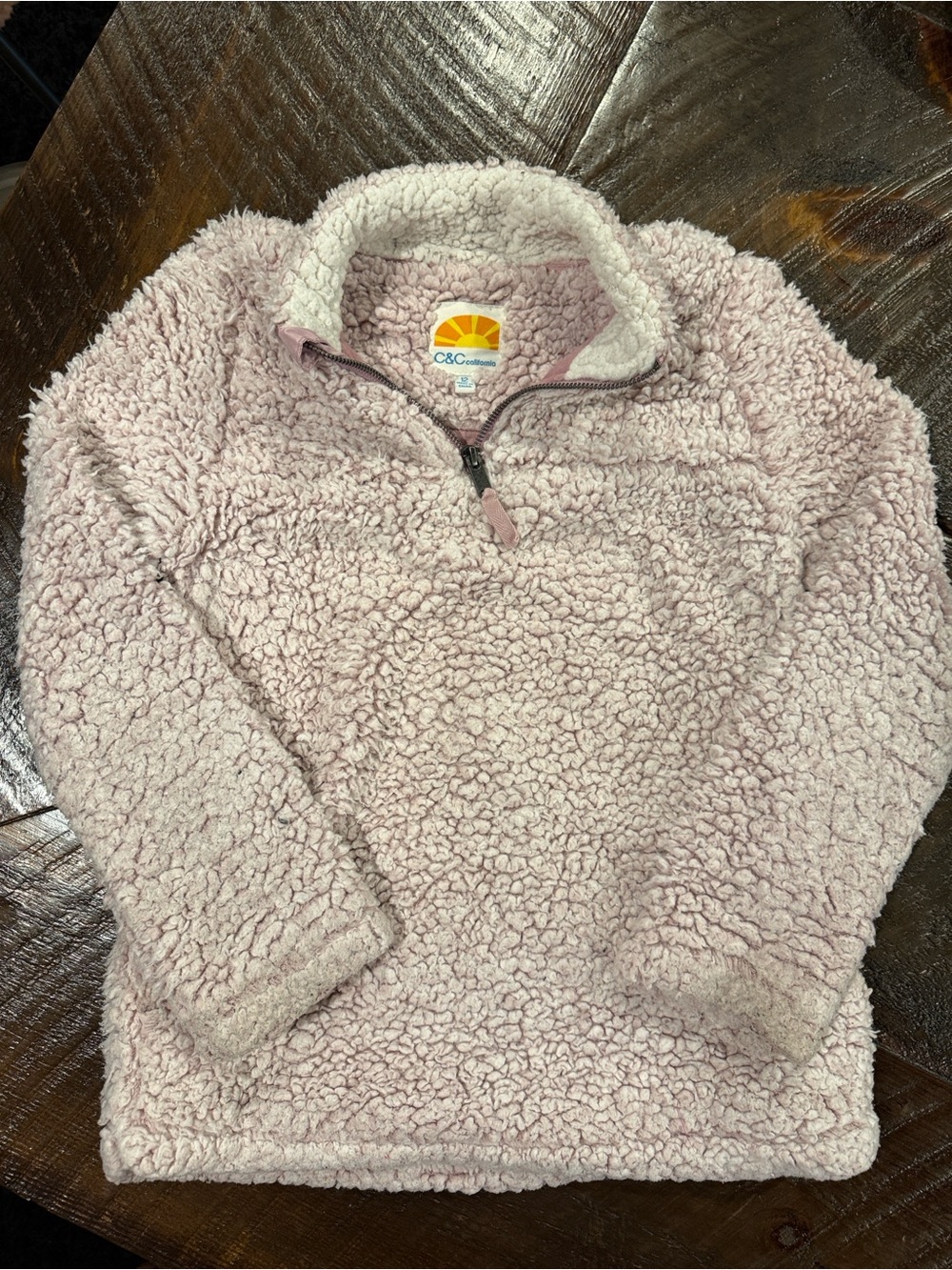 C&C California Light Pink Sherpa Quarter-Zip Pullover